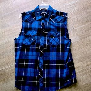 Plaid biker vest